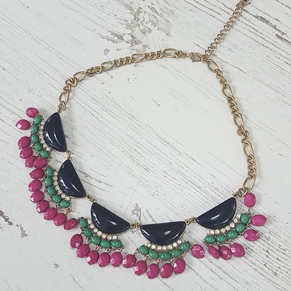 Jewelry - Navy, Fuschia, Jade Statement Necklace